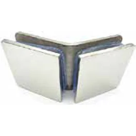 135° Glass To Glass Clamp Polished Stainless Steel